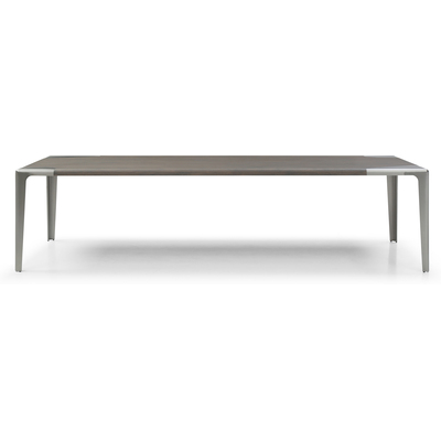 WhiteLine Elena Large Dining Table, Top Covered in Light Grey Ash Veneer Matte Finish         OHM-MP2308, with Brushed Nickel Stainless Steel Base OHM-WJ01, 0696576760495, DT2029L-GRY