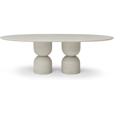 WhiteLine Rocca Dining Table, Beige Travertine Marble Top and base, Matte Finish SOC-4531-MRB-TRV, 0696576761416, DT2065O-TRV