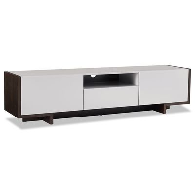 Whiteline Imports Noah Tv Unit, One Middle Drawer And 2 Lid Doors On The Sides, All In Grey Oak Venee EC1463-GRY
