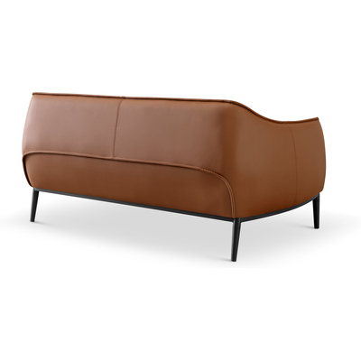 WhiteLine Benbow Love Seat, Brown Faux Leather BIX-J178, Legs in Sanded Black Powder-Coated Steel., 0696576762932, LS1706P-BRN