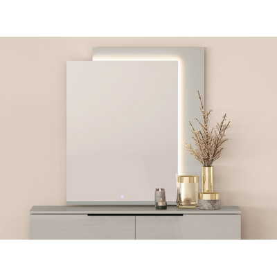 WhiteLine Damien Rectangular Mirror, Side Frame in High Gloss Light Grey Lacquer ILP-8890213HG with LED Light, 0696576760402, MR2022-LGRY