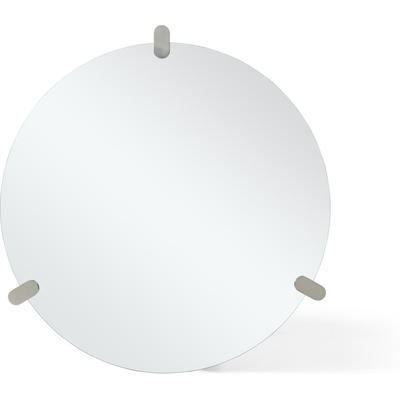 WhiteLine Anaconda Round Wall Mirror, 5mm of Glass Mirror in Silver Color, With Metal Parts in Brushed Nickel- Plated OHM-WJ01 , and Painted Back Panel in Matte White., 0696576760679, MR2035R-SLV/NKL