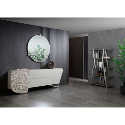 WhiteLine Anaconda Oval Mirror, 5mm of Glass Mirror in Silver Color, With Metal Parts in Brushed Nickel- Plated OHM-WJ01, and Painted Back Panel in Matte White., 0696576760662, MR2035-SLV/NKL