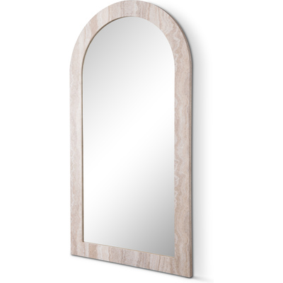 WhiteLine Petra Arched Mirror In A Matte Faux Travertine Marble Finish., 0696576761782, MR2062-TRV