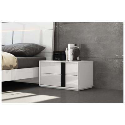 WhiteLine Night Stands, Bedroom, 696576750410, NS1617L-WHT/BLK,Tall (Over 30 in.),Wide (Over 29 in.)