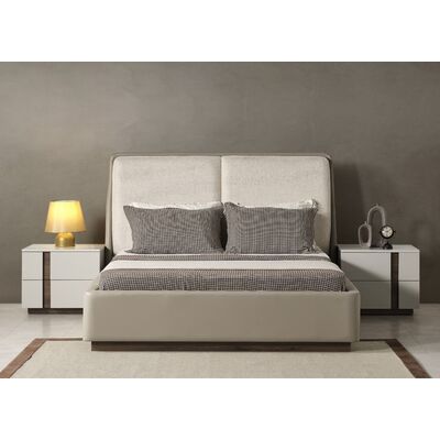 WhiteLine Romina Night stand Left, Light Grey Lacquer TCA-3414-LGRY, Two Self-Closing Drawers with Inner Handle in Walnut Veneer TCA-53 Acik Hareli Ceviz, 0696576760426, NS2020L-LGRY/WLT