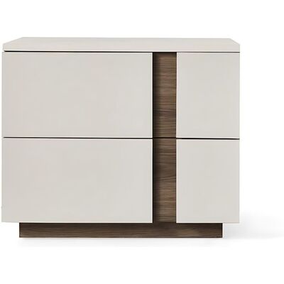 WhiteLine Romina Night stand Right, Light Grey Lacquer TCA-3414-LGRY, Two Self-Closing Drawers with Inner Handle in Walnut Veneer TCA-53 Acik Hareli Ceviz, 0696576760921, NS2020R-LGRY/WLT