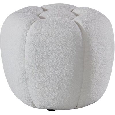 WhiteLine Nest Ottoman Stool, Upholstered in White Boucle Fabric OGE-TeddyC00, 0696576760914, OT2044F-WHT