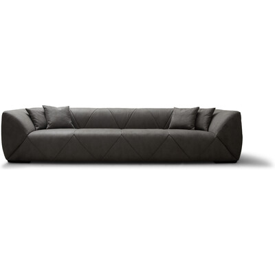 WhiteLine Quarry 4 Seater Sofa, Dark Grey Nubuck SSE-Buffalo 913(BFL913), Quilted Pattern, Black Legs., 0696576759932, SO1974L-DGRY