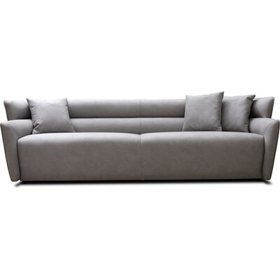 WhiteLine Boss Sofa, Grey Nubuck Leather SSE-Massa 610(MSA610), with Horizontal Padded Design Back, Black Legs., 0696576759949, SO1979L-GRY