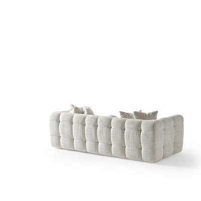 WhiteLine Cloud Sofa Upholstered in high-quality Fire-Resistant Beige Chenille Fabric AIC-MARBELA01, With Four Square Cushions and a Ball cushion. The Plush Seating is enhanced By 32-density., 0696576760969, SO2049F-BEI