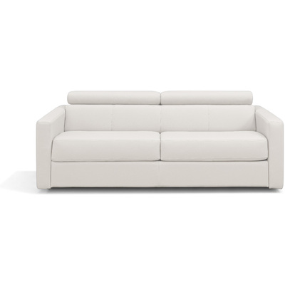 WhiteLine Balance Sofa Bed, Upholstered in White Genuine Leather BMA-B634, With a Thermowelded Sleeper Mechanism, and Black Metal Legs., 0696576761096, SO2052L-WHT
