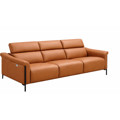 WhiteLine Martine Sofa,  Middle Part,  Upholstered in Camel Genuine Leather BMA-B631, With an Electric Reclining Function at the Touch Of a Button, and Black Metal Legs., 0696576761119, SO2053L-CAM