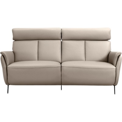 WhiteLine Beverly Sofa, Upholstered in Light Grey Genuine Leather BMA-B625, With an Electric Reclining Function at the Touch Of a Button, and Black Metal Legs., 0696576761133, SO2054L-LGRY