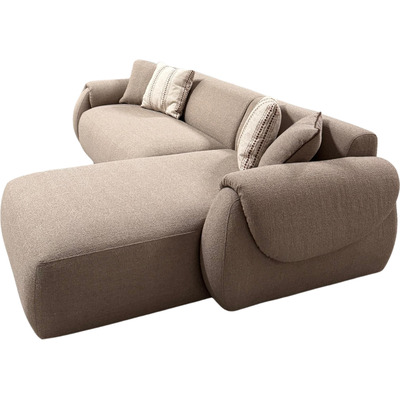 WhiteLine Flore Sectional, Right when Facing, Upholstered in high-quality Taupe Linen Boucle Fabric AIC-OSCARRE1002, With Four Square Cushions :Two AIC-RENATA23115 and Two AIC-OSCARRE1002 , and a Taupe ball cushion.The Plush Seating is enhanced By 32-density., 0696576760952, SR2048F-TAU
