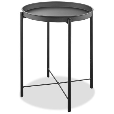 Whiteline Imports Drake Indoor/Outdoor Steel Side Table  powder-coating finish, Tray top with drain water hole, 30... ST1605-GRY