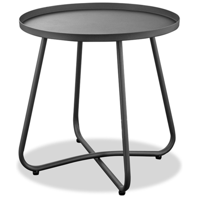 Whiteline Imports Talon Indoor/Outdoor Steel Side Table powder-coating without handles, Tray top with drain water ... ST1606-GRY