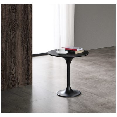 Whiteline Imports Amarosa Side Table, 8mm clear glass+ 5.5MM ceramic top, black powder coated metal base ST1719-BLK