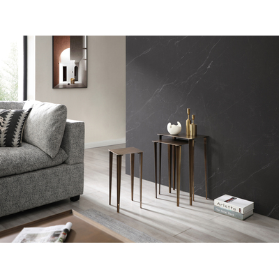 WhiteLine Nia Nest Side Tables, Small Table in Brushed Bronze Metal with Grid Lines FER-Brushed Bronze., 0696576755873, ST1882S