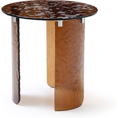 WhiteLine Rivelle Round Side Table, Bronze Glass 10mm Top and Base., 0696576761256, ST2056GLS-BRZ