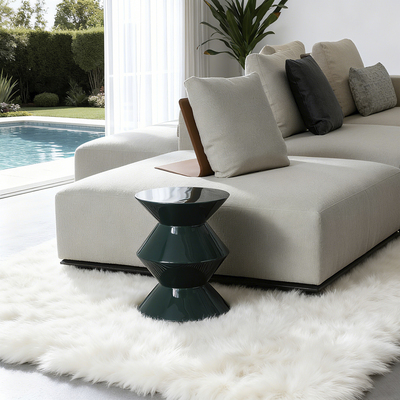 WhiteLine Joy Side Table , Lacquered in Glossy Green color #1728, 0696576761287, ST2057-GRN