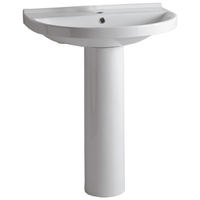 Whitehaus Isabella Collection U-shaped, Tubular Pedestal Sink With Single Hole Faucet Driliing In White LU014-LU005-1H