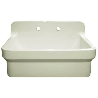 Whitehaus Old Fashioned Country Fireclay Utility Sink With High Backsplash In Biscuit OFCH2230-BISCUIT