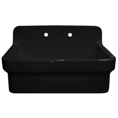 Whitehaus Old Fashioned Country Fireclay Utility Sink With High Backsplash In Black OFCH2230-BLACK