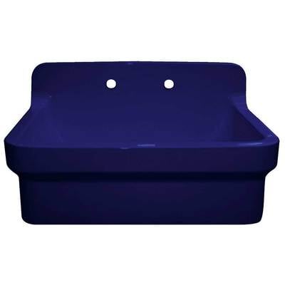 Whitehaus Old Fashioned Country Fireclay Utility Sink With High Backsplash In Sapphire Blue OFCH2230-BLUE