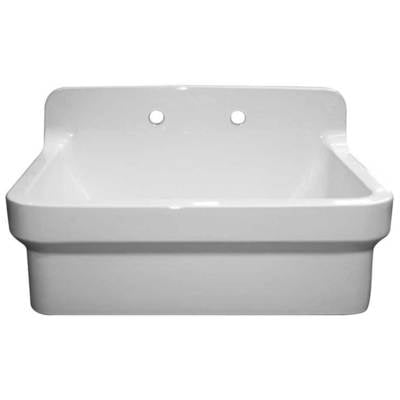 Whitehaus Old Fashioned Country Fireclay Utility Sink With High Backsplash In White OFCH2230-WHITE