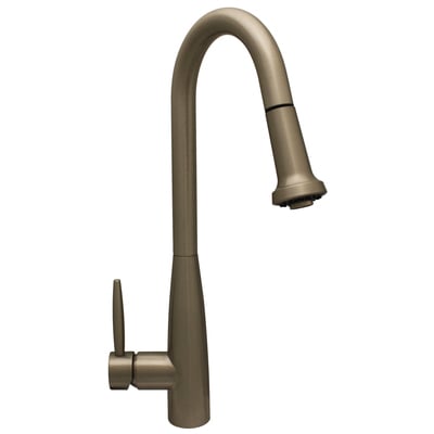 Whitehaus WH2070838-BN Jem Collectin Single Hole Faucet With A Gooseneck Swivel Spout, Pull-down Spray Head, And Lever Handle
