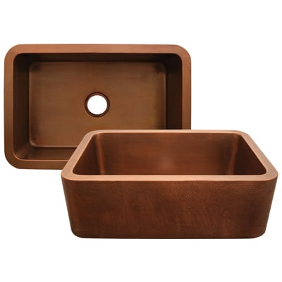 Whitehaus Copperhaus Rectangular Undermount Sink With Hammered Front Apron In Hammered Copper WH3020COFC-OCH