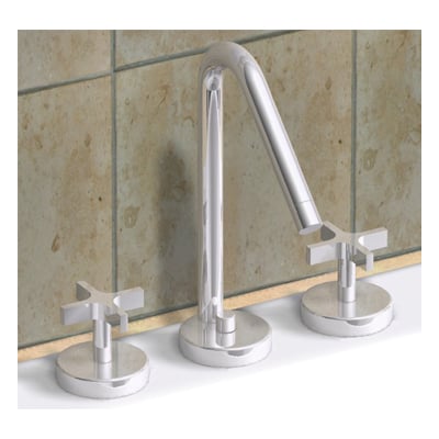Whitehaus Metrohaus Lavatory Widespread Faucet With 45-degree Swivel Spout And Pop-up Waste With Cross Handles In Brushed Nickel - Pvd WH832148-BN