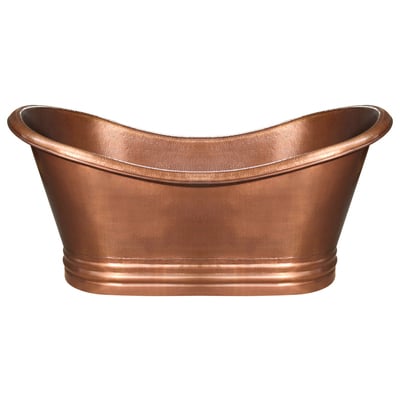 Whitehaus WHCT-1001-OCH Handmade Copper Double Ended Freestanding Bathtub With Hammered Exterior, Lightly Hammered Interior And No Overflow