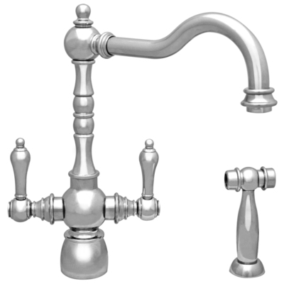 Whitehaus WHEG-34654-C Englishhaus Dual Lever Handle Faucet With Traditional Swivel Spout, Solid Lever Handles And Solid Side Spray