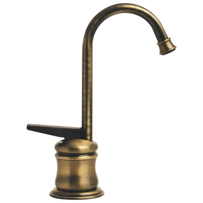 Whitehaus Point Of Use Instant Hot Water Faucet With Gooseneck Spout And Self Closing Handle In Antique Brass WHFH3-H65-AB