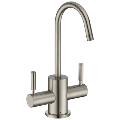 Whitehaus WHFH-HC1010-BN Point Of Use Instant Hot/cold Water Faucet With Contemporary Spout And Self Closing Hot Water Handle
