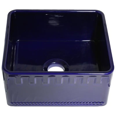 Whitehaus Farmhaus Fireclay Reversible Sink With A Castlehaus Design Front Apron On One Side  And Fluted Front Apron On The Opposite Side In Sapphire Blue WHFLATN2018-BLUE