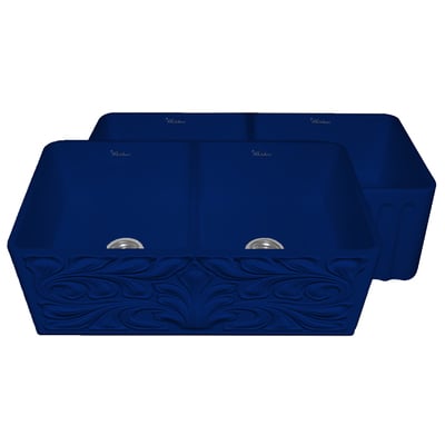 Whitehaus Double Bowl Sinks, blue navy teal turquiose indigo goaqua Seafoam, Colors,White,Black,Blue,Gray, Apron, Fireclay, Kitchen, Sink, 848130027425, WHFLGO3318-BLUE,30 - 34.99 Long,15 - 19.99 Wide