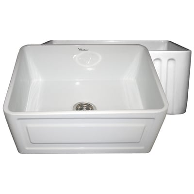Whitehaus Farmhaus Fireclay Reversible Sink With A Raised Panel Front Apron On One Side And Fluted Front Apron On The Opposite Side In White  WHFLRPL2418-WHITE
