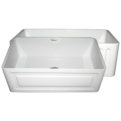 Whitehaus Farmhaus Fireclay Reversible Sink With A Raised Panel Front Apron On One Side And Fluted Front Apron On The Opposite Side In White WHFLRPL3018-WHITE
