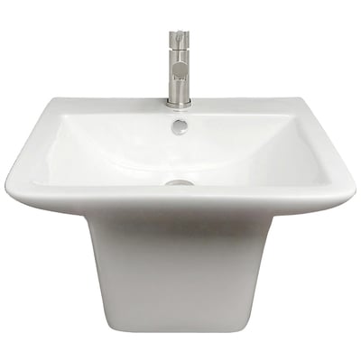 Whitehaus Isabella Collection Wall Mount Basin With Integrated Rectangular Bowl And A Center Drain In White WHKN1148A