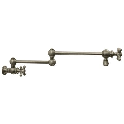 Whitehaus Vintage Iii Wall Mount Retractable Swing Spout Pot Filler With Cross Handles And Swivel Aerator In Brushed Nickel WHKPFCR3-9550-BN