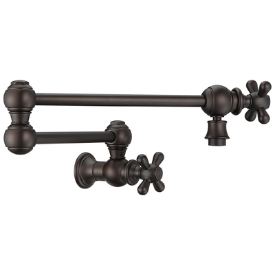 Whitehaus Vintage Iii Plus  Wall Mount Retractable Swing Spout Pot Filler With Cross Handles In Oil Rubbed Bronze WHKPFCR3-9550-NT-ORB