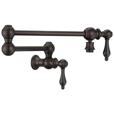 Whitehaus Vintage Iii Plus  Wall Mount Retractable Swing Spout Pot Filler With Lever Handles In Oil Rubbed Bronze WHKPFLV3-9550-NT-ORB