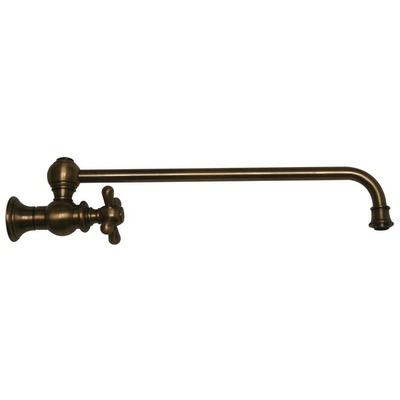 Whitehaus Vintage Iii Wall Mount Pot Filler With Cross Handle In Antique Brass WHKPFSCR3-9000-AB