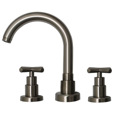 Whitehaus WHLX79214-BN Luxe Widespread Lavatory Faucet With Tubular Swivel Spout, Cross Handle And Pop-up Waste
