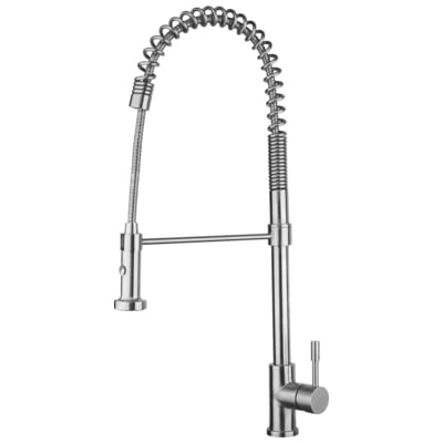Whitehaus WHS1634-SK-PSS Waterhaus Lead Free, Solid Stainless Steel Commerical Single-hole Faucet With Flexible Pull Down Spray Head
