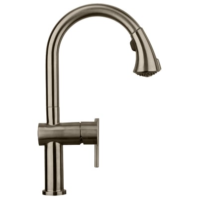 Whitehaus WHS1971-SK-BSS Waterhaus Lead Free, Solid Stainless Steel Single-hole Faucet With Gooseneck Swivel Spout And Pull Down Spray Head