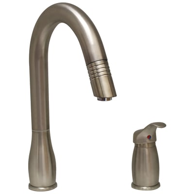 Whitehaus Metrohaus Two Hole Faucet With Independent Single Lever Mixer, Gooseneck Swivel Spout And Pull-down Spray Head In Brushed Nickel WHUS492-BN